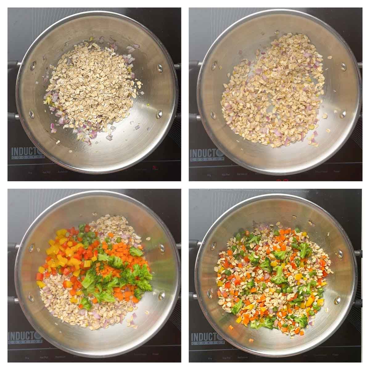 Step to roast oats and veggies collage