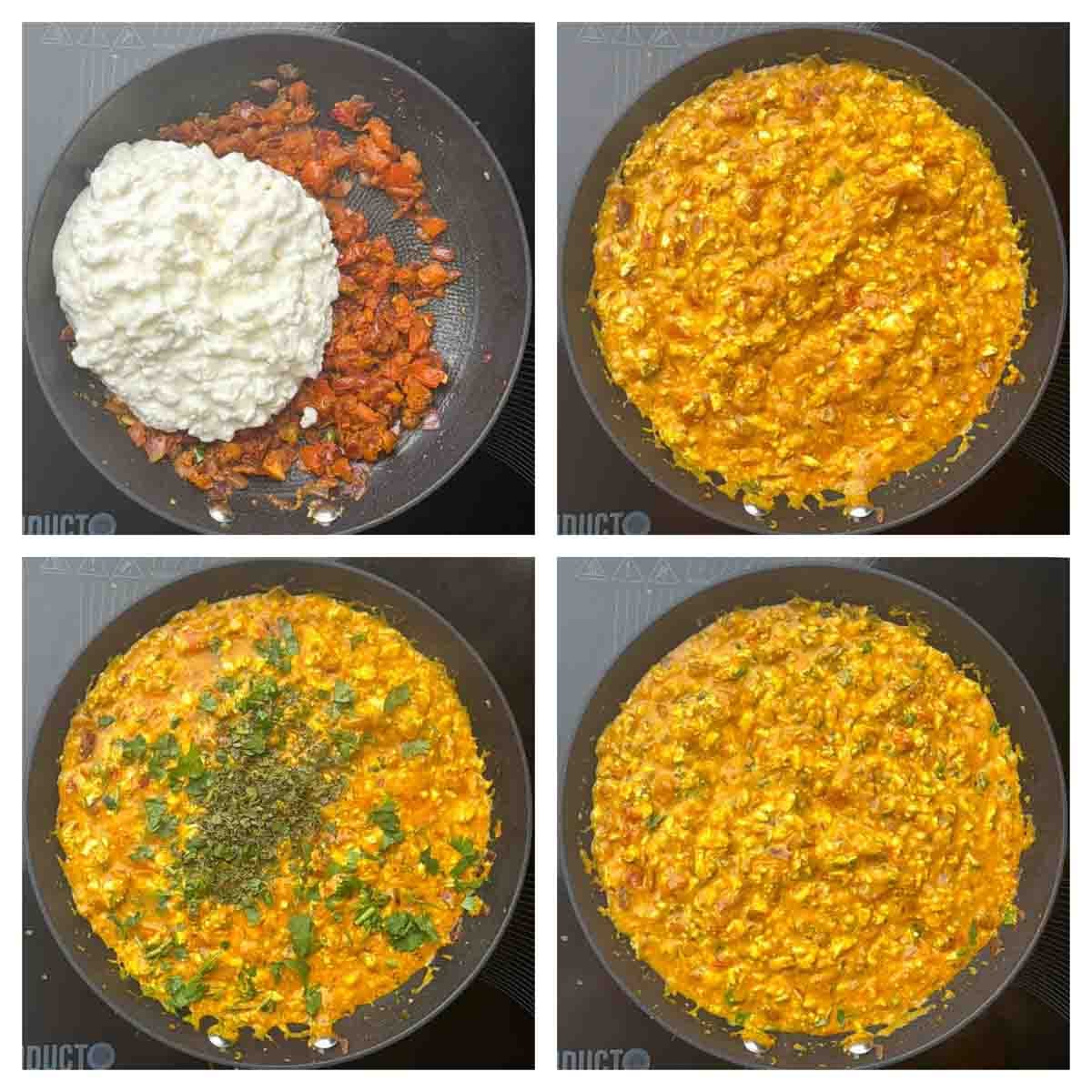 Step to add Cottage cheese and cook collage