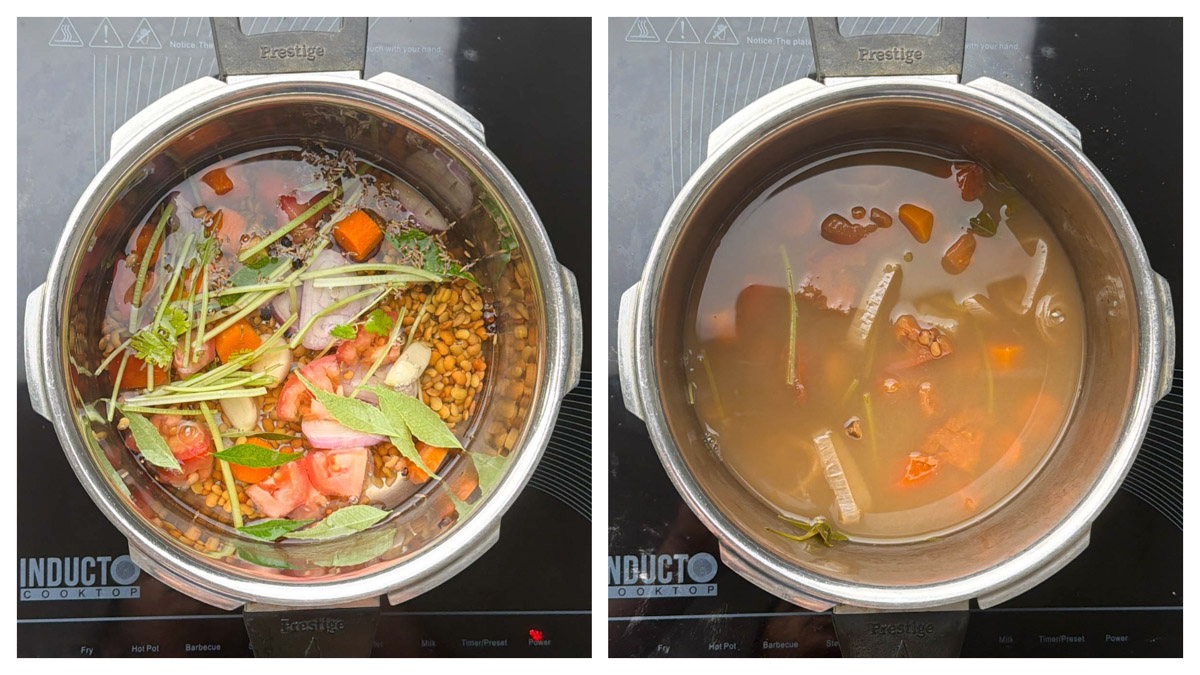 step to pressure cook the soup collage