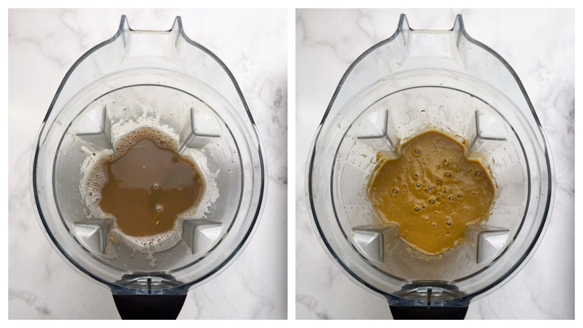 Step to blend the soup in a vitamix speed blender collage