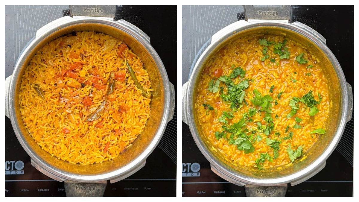 Step to garnish with coriander leaves collage